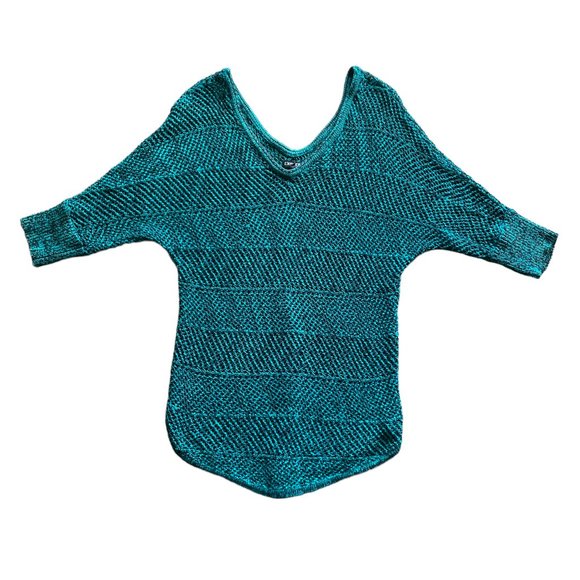 Express Black and Sea Green Crochet Size M Top - Picture 4 of 9